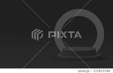 Black fashion 3d podium pedestal mock up for male product show realistic vector illustration 115853390