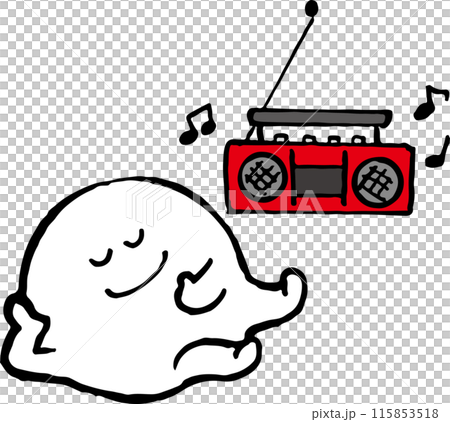 A cute ghost relaxing while listening to music A cute ghost relaxing while listening to music 115853518
