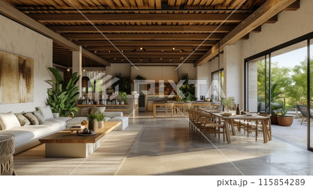 Open concept interior. Generative AI Open concept interior. Generative AI 115854289