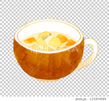 クラムチャウダー　料理・食べ物の手描き水彩イラスト素材 115854994