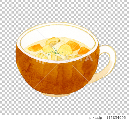 クラムチャウダー　料理・食べ物の手描き水彩イラスト素材 115854996