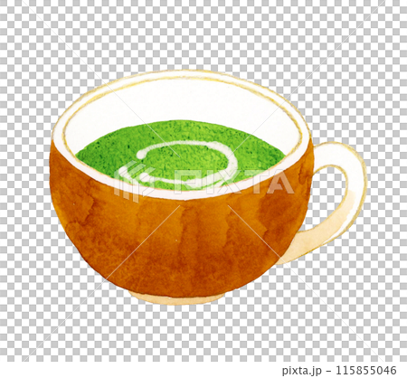 ほうれん草のポタージュ　料理・食べ物の手描き水彩イラスト素材 115855046