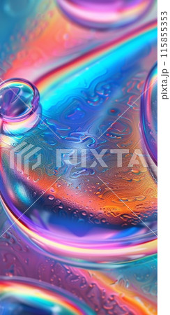 Vibrant Abstract Liquid Art with Mesmerizing Color Swirls and Droplets 115855353