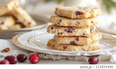 Coconut cranberry shortbread. Generative AI 115855480