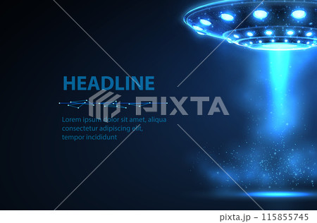 UFO hovering against a blue background. Galaxy exploration, Extraterrestrial civilization 115855745