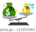 円安ドル高のイラスト 115855861