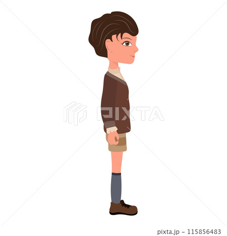 Flat Vector Illustration of Kid Boy Wearing Sweater, Cartoon Character Set For Animation, Various Views, Poses and Gestures. Item 1 115856483