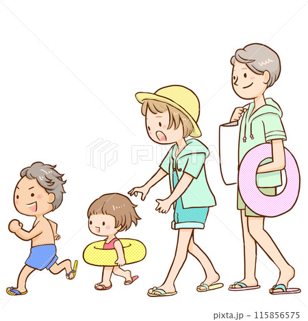 泳ぎに行く家族 115856575