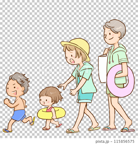 泳ぎに行く家族 115856575