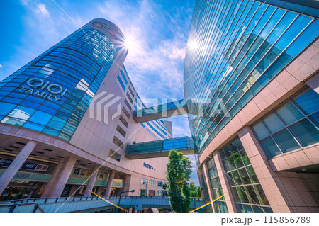 日本の川崎都市景観 溝の口駅（武蔵溝ノ口駅）前などを望む 115856789