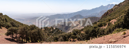 Scenic mountain landscape at southern Tizi n'Test pass in the Atlas mountains 115856974