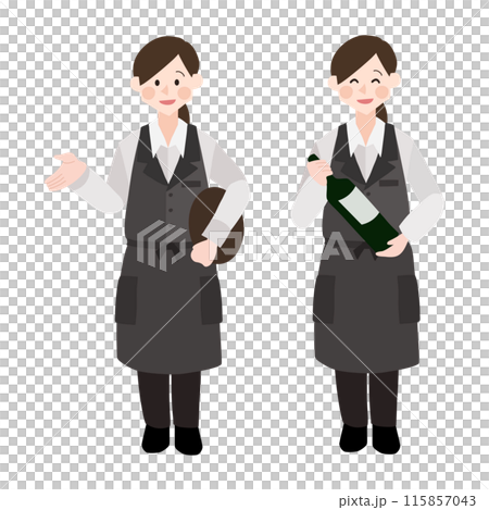 Restaurant waiter hand drawn vector illustration 115857043
