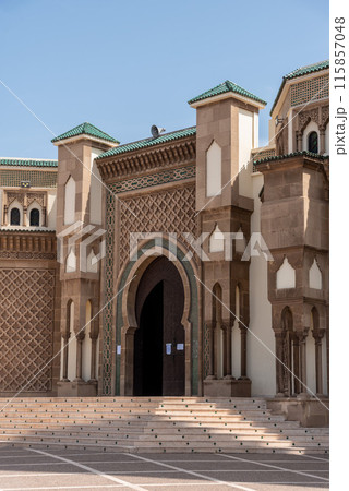 Richly ornated Mohammed V mosque in downtown Agadir 115857048