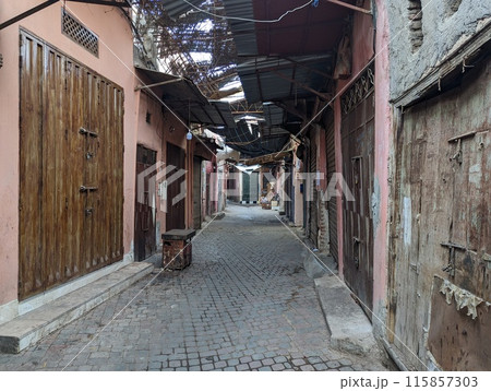 Impressions of typical Moroccan souks in the Marrakechs medina Impressions of typical Moroccan souks in the Marrakechs medina 115857303