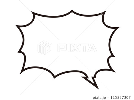 ベクターデータは線幅の太さが変更できる、右斜下向きの破裂型をした吹き出し 115857307