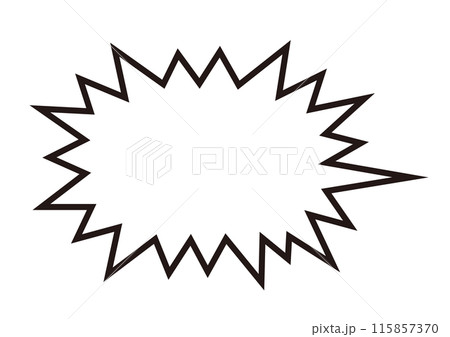 ベクターデータは線幅の太さが変更できる、右向きのギザギザな形の吹き出し 115857370