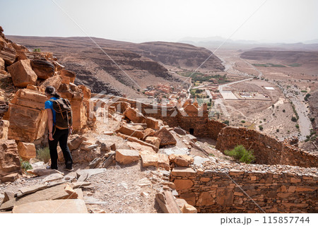 Hiking through the old Id Aissa agadir, an old granary in Amtoudi 115857744