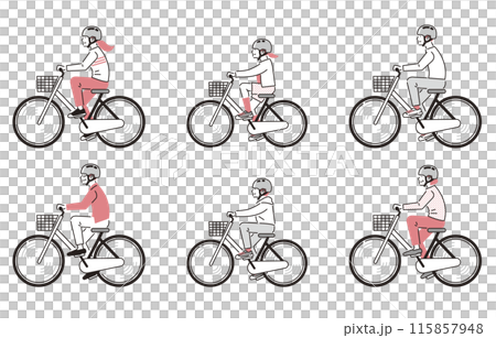 一群戴著頭盔騎自行車的人 115857948