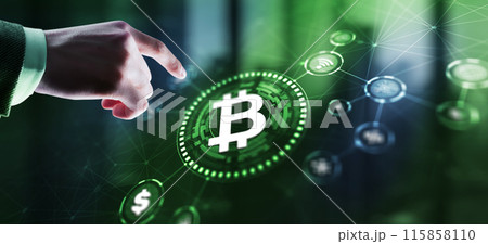 Polygonal bitcoin background technology concept 2024 115858110