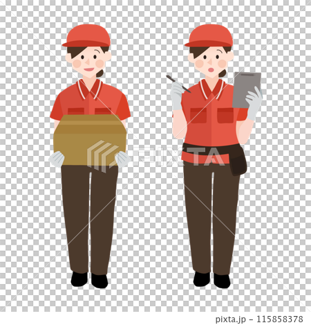 女工作人員運送行李的手繪向量圖 女工作人員運送行李的手繪向量圖 115858378