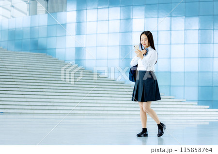 スマホを操作する女子高生 スマホを操作する女子高生 115858764