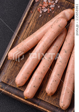 Vegan or vegetarian sausages made from meat substitutes Vegan or vegetarian sausages made from meat substitutes 115858961