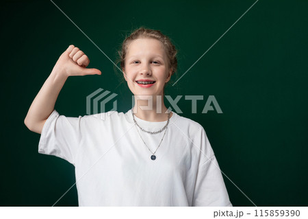 Woman Making Peace Sign 115859390
