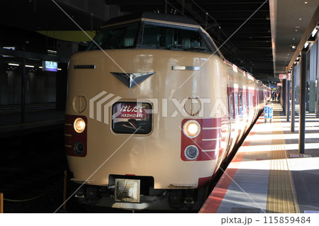 京都駅に停車中の特別急行列車「はしだて（183系電車）」 115859484
