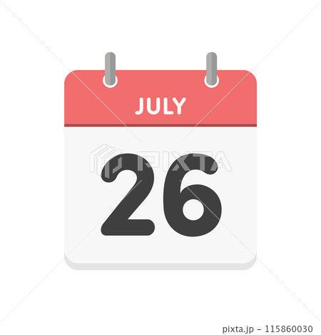 7月26日･july 26の日めくりカレンダーのアイコン - 7/26の日付のシンプルな暦の素材 115860030