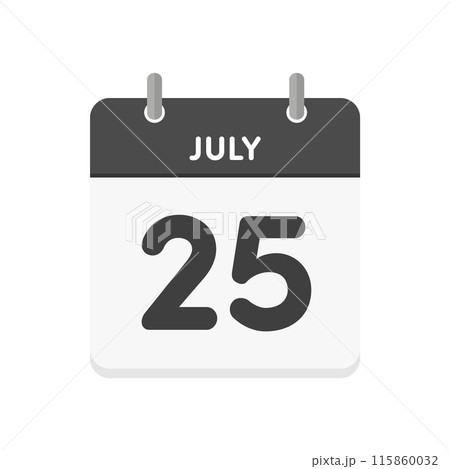 7月25日･july 25の日めくりカレンダーのアイコン - 7/25の日付のシンプルな暦の素材 115860032