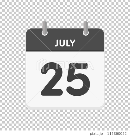 7月25日･july 25の日めくりカレンダーのアイコン - 7/25の日付のシンプルな暦の素材 115860032