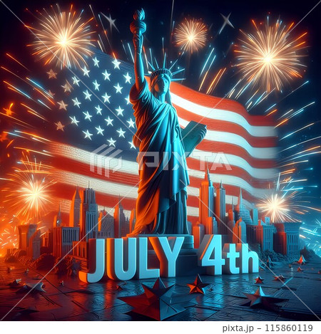 アメリカ独立記念日を祝う自由の女神 115860119