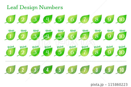 手書き風のベクターの数字アイコン　葉っぱ 115860223