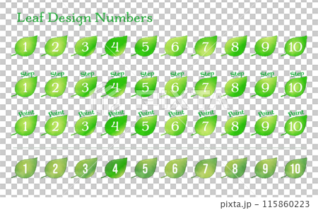 手書き風のベクターの数字アイコン　葉っぱ 115860223