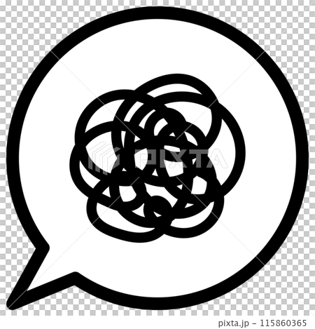 Frustrated, messy, worried, thought bubble icon Frustrated, messy, worried, thought bubble icon 115860365