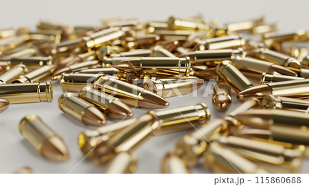 たくさんの弾丸、薬莢のイメージ たくさんの弾丸、薬莢のイメージ 115860688
