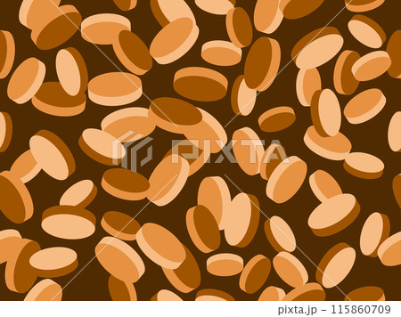 Coins seamless pattern. Gold and bronze coins in 3D style. Falling isometric coins. Design for wallpapers, wrappers, covers, banners and posters. Vector illustration 115860709