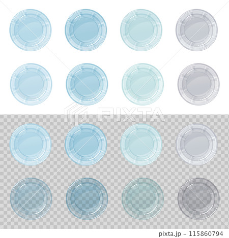 真上から見た水の入ったガラスのコップのイラスト素材セット 真上から見た水の入ったガラスのコップのイラスト素材セット 115860794