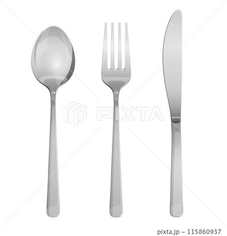 真上から見たスプーンとフォークとナイフのイラスト 真上から見たスプーンとフォークとナイフのイラスト 115860937