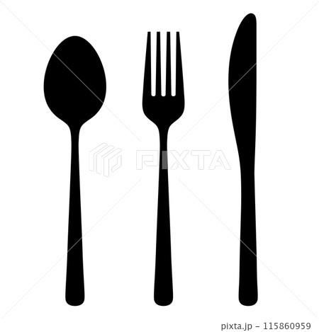 スプーンとフォークとナイフのイラスト_シルエット スプーンとフォークとナイフのイラスト_シルエット 115860959
