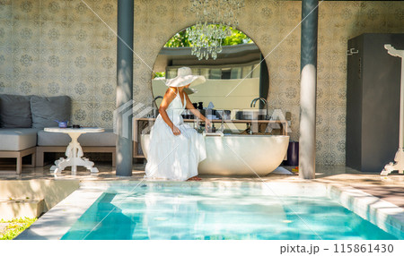 Private pool villa in Mai Khao Beach Resort in Phuket Thailand 115861430