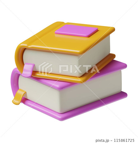 Stack of books 3d toy plastic minimal vector icon school textbooks reading and education concept Stack of books 3d toy plastic minimal vector icon school textbooks reading and education concept 115861725