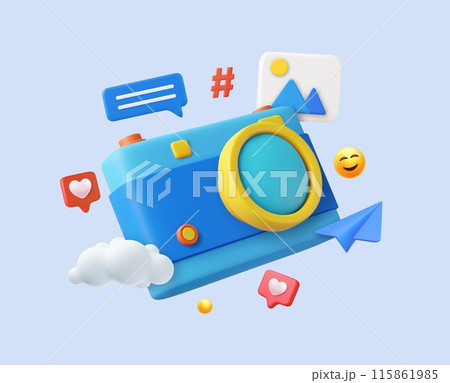 3d photo camera icon 115861985
