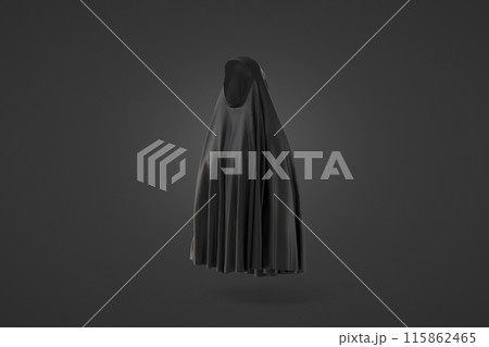 Blank black female chador mockup, dark background 115862465