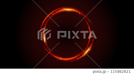 Bright Burning Round Frame Vector Realistic Fire Composition 115862621