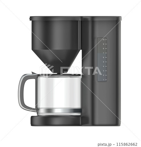 Side view of a black filter coffee machine 115862662