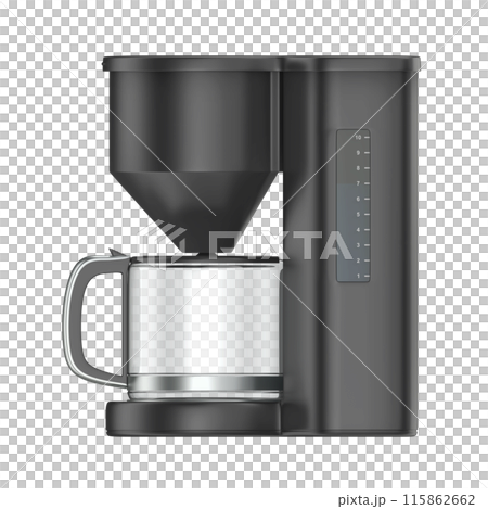 Side view of a black filter coffee machine 115862662