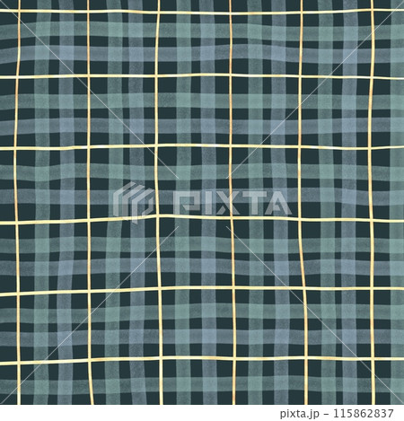 Gold Black Watch Tartan Plaid Hand Drawn Background 115862837