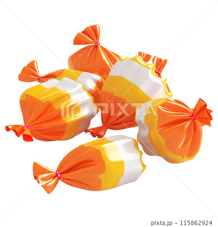 Isolated cute 3d render candy for Halloween decorations on transparent background. Glossy handmade ornamental ceramics of a pile of candy. Isolated cute 3d render candy for Halloween decorations on transparent background. Glossy handmade ornamental ceramics of a pile of candy. 115862924