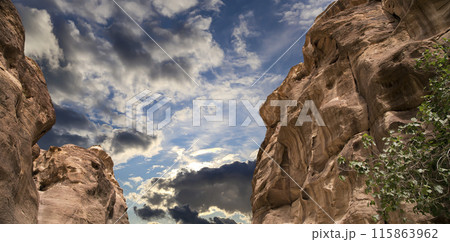 Mountains of Petra, Jordan, Middle East. Petra has been a UNESCO World Heritage Site since 1985 Mountains of Petra, Jordan, Middle East. Petra has been a UNESCO World Heritage Site since 1985 115863962